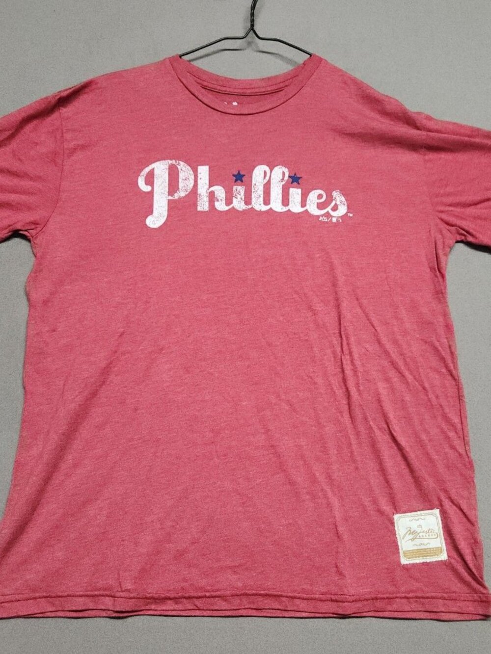 Majestic Philadelphia Phillies T Shirt M Cotton Graphic Tee Red Heather 127 - Picture 6 of 10